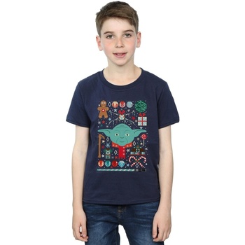 Vêtements Garçon T-shirts manches courtes Disney Yoda Christmas Bleu