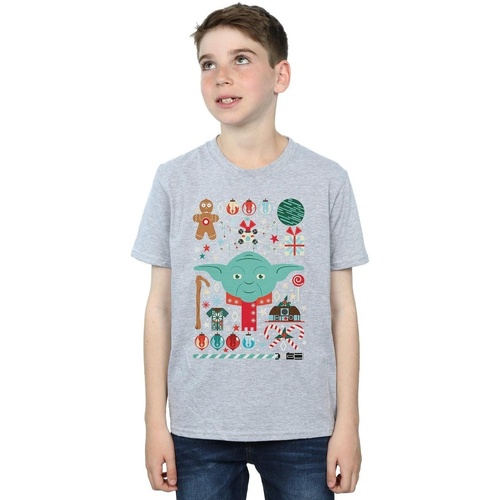 Vêtements Garçon T-shirts manches courtes Disney Yoda Christmas Gris