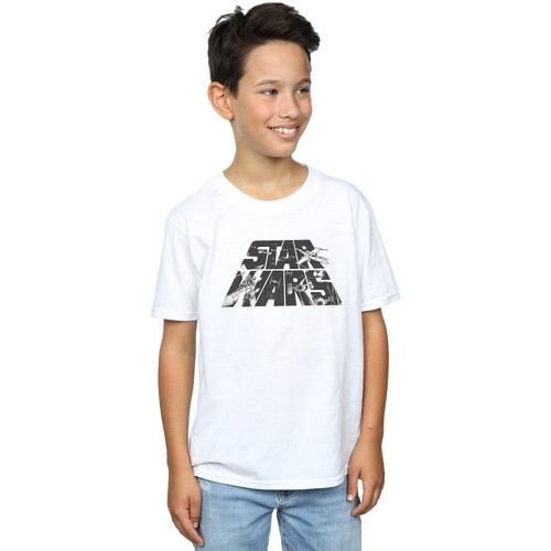 Vêtements Garçon T-shirts manches courtes Disney Logo Space Sketch Blanc