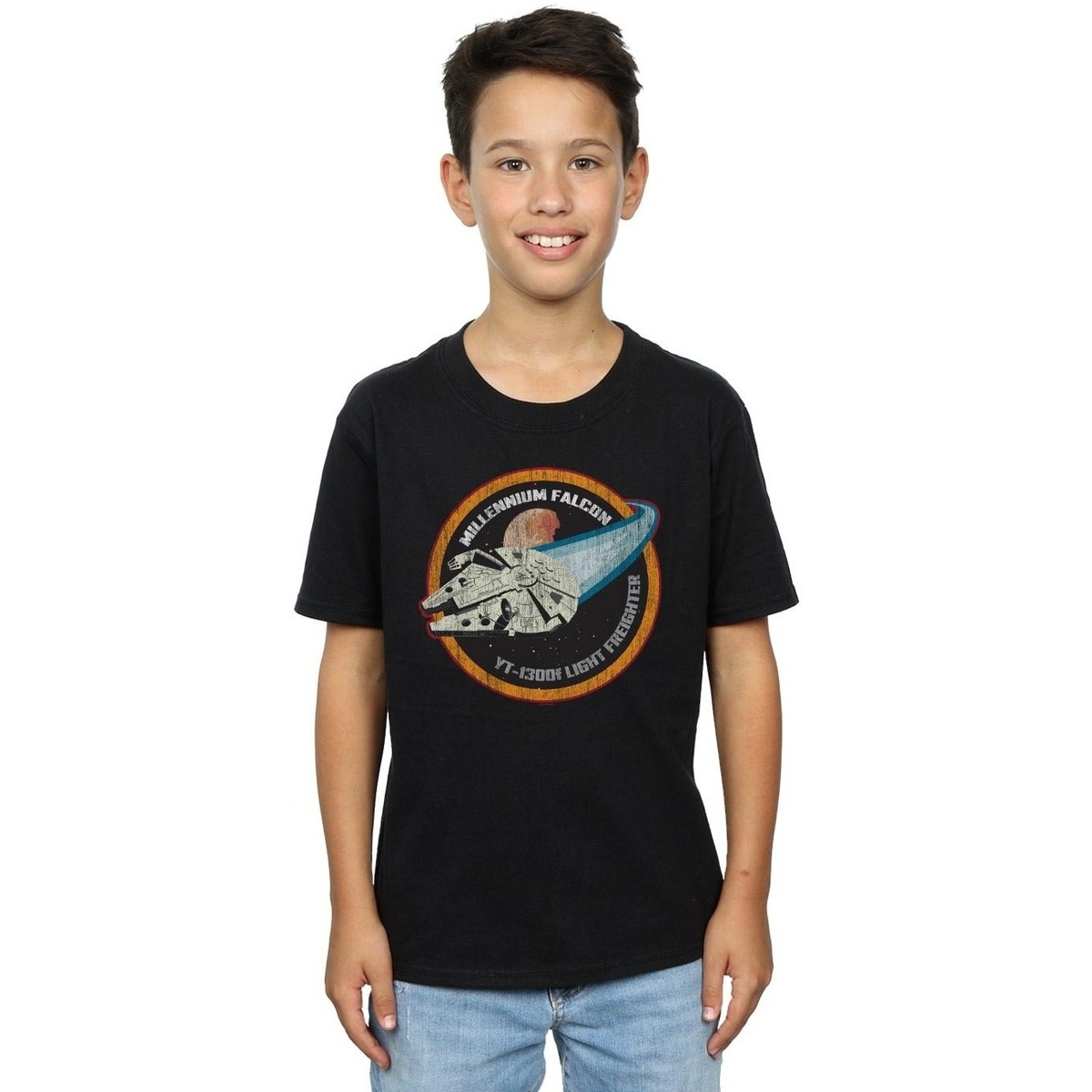 Vêtements Garçon T-shirts manches courtes Disney Millennium Falcon Badge Noir