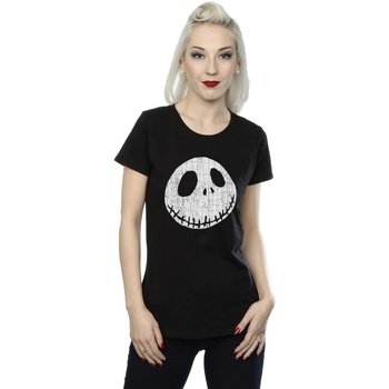 Vêtements Femme T-shirts manches longues Disney Nightmare Before Christmas Jack Cracked Face Noir