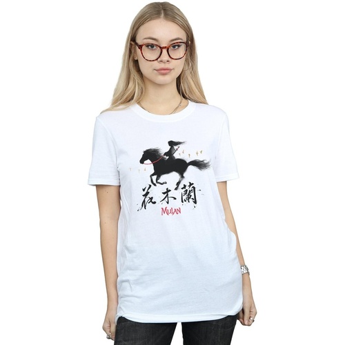 Vêtements Femme T-shirts manches longues Disney Mulan Movie Wind Silhouette Blanc