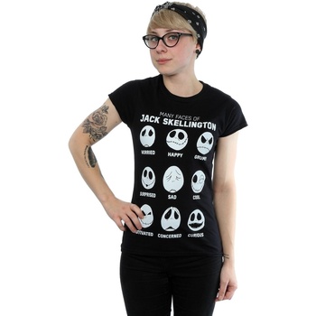 Vêtements Femme T-shirts manches longues Disney Nightmare Before Christmas Many Faces Of Jack Noir