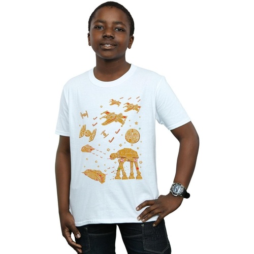 Vêtements Garçon T-shirts manches courtes Disney Gingerbread Battle Blanc