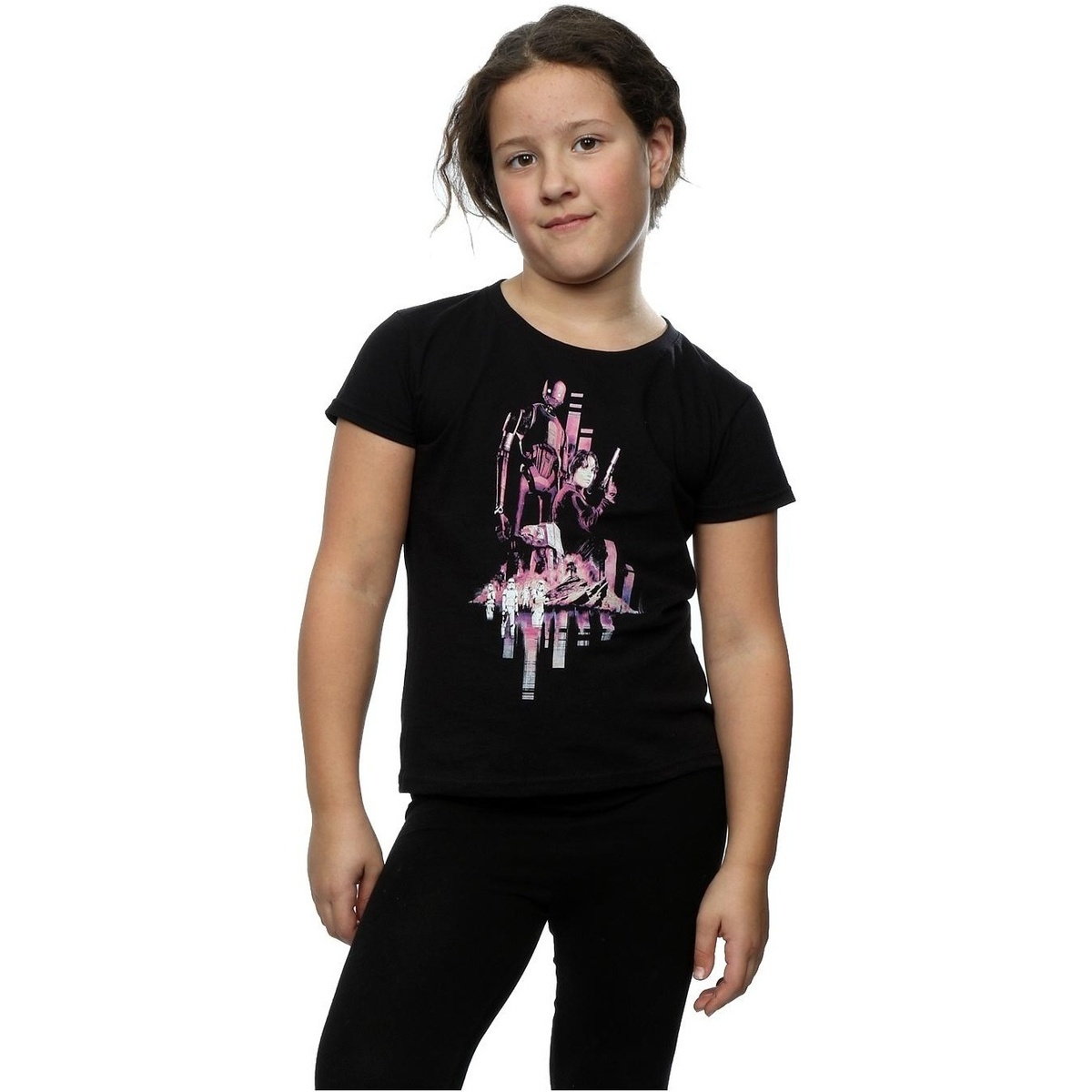 Vêtements Fille T-shirts manches longues Disney Rogue One Jyn And K-2SO Noir