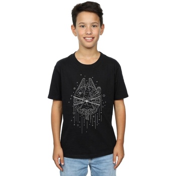 Vêtements Garçon T-shirts manches courtes Disney Millennium Falcon Christmas Tree Delivery Noir