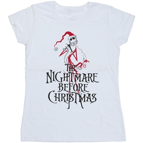 Vêtements Femme T-shirts manches longues Disney The Nightmare Before Christmas Santa Blanc