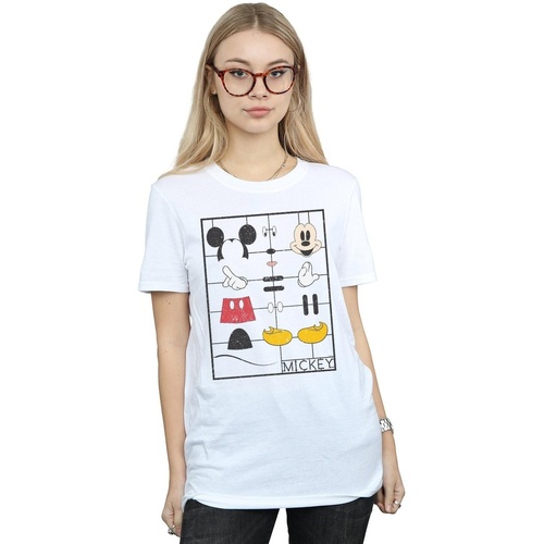 Vêtements Femme T-shirts manches longues Disney Mickey Mouse Construction Kit Blanc