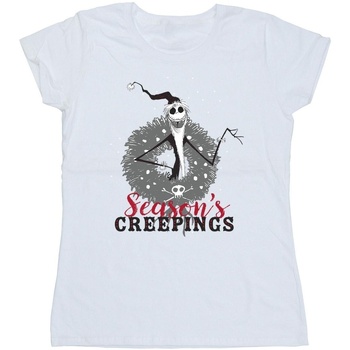 Vêtements Femme T-shirts manches longues Disney The Nightmare Before Christmas Seasons Creepings Wreath Blanc