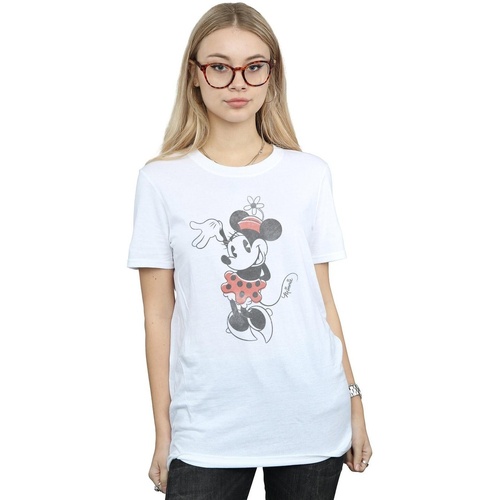 Vêtements Femme T-shirts manches longues Disney Minnie Mouse Waving Blanc