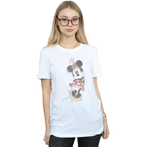 Vêtements Femme T-shirts manches longues Disney Minnie Mouse Offset Blanc