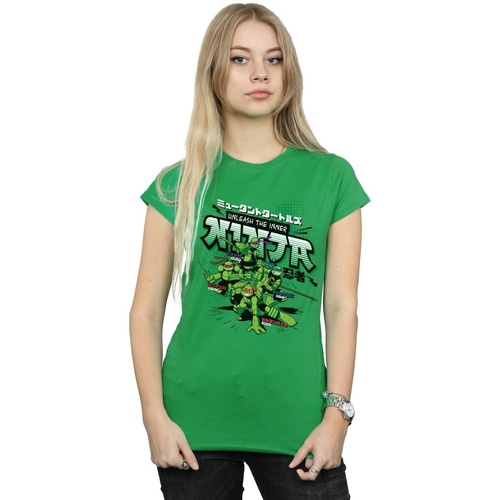 Vêtements Femme T-shirts manches longues Tmnt Unleash The Inner Ninja Vert