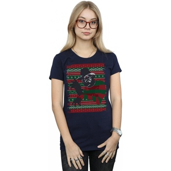 Vêtements Femme T-shirts manches longues A Nightmare On Elm Street Christmas Fair Isle Bleu