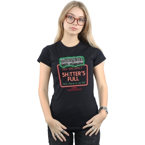 Vêtements Femme T-shirts manches longues National Lampoon´s Christmas Va Greyscale No Vacancy Noir
