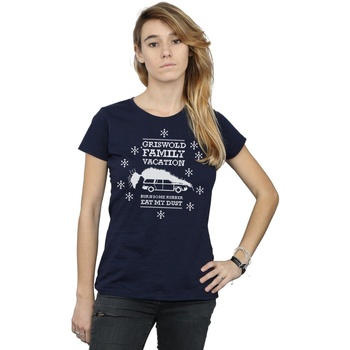 Vêtements Femme T-shirts manches longues National Lampoon´s Christmas Va Eat My Dust Bleu