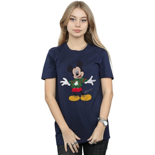 Vêtements Femme T-shirts manches longues Disney Mickey Mouse Christmas Jumper Bleu