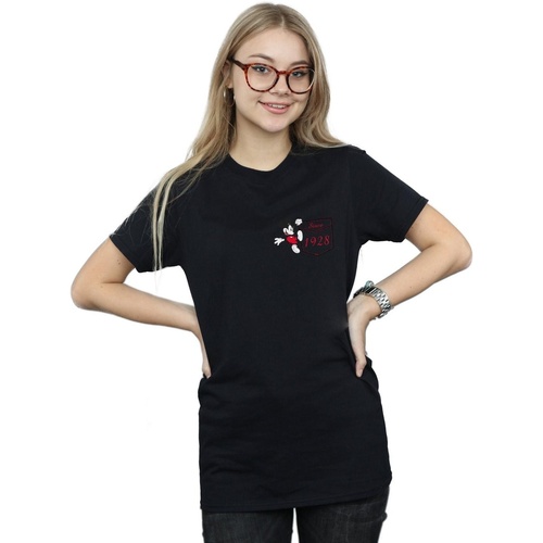 Vêtements Femme T-shirts manches longues Disney Mickey Mouse Faux Pocket Since 1928 Noir