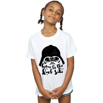 Vêtements Fille T-shirts manches longues Disney Darth Vader Come To The Dark Side Sketch Blanc