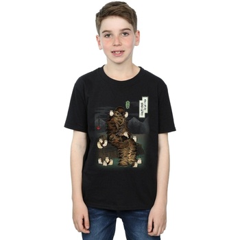Vêtements Garçon T-shirts manches courtes Disney The Last Jedi Japanese Chewbacca Porgs Noir