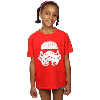 Vêtements Fille T-shirts manches longues Disney Christmas Stormtrooper Helmet Rouge