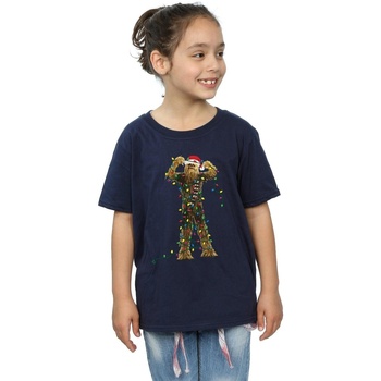 Vêtements Fille T-shirts manches longues Disney Chewbacca Christmas Lights Bleu