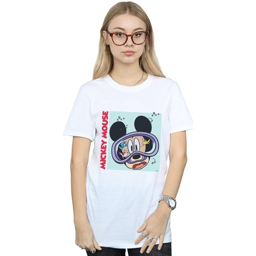 Vêtements Femme T-shirts manches longues Disney Mickey Mouse Under Water Blanc