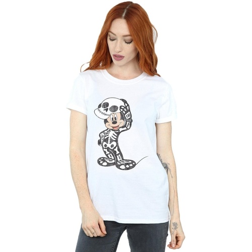 Vêtements Femme T-shirts manches longues Disney Mickey Mouse Skeleton Blanc