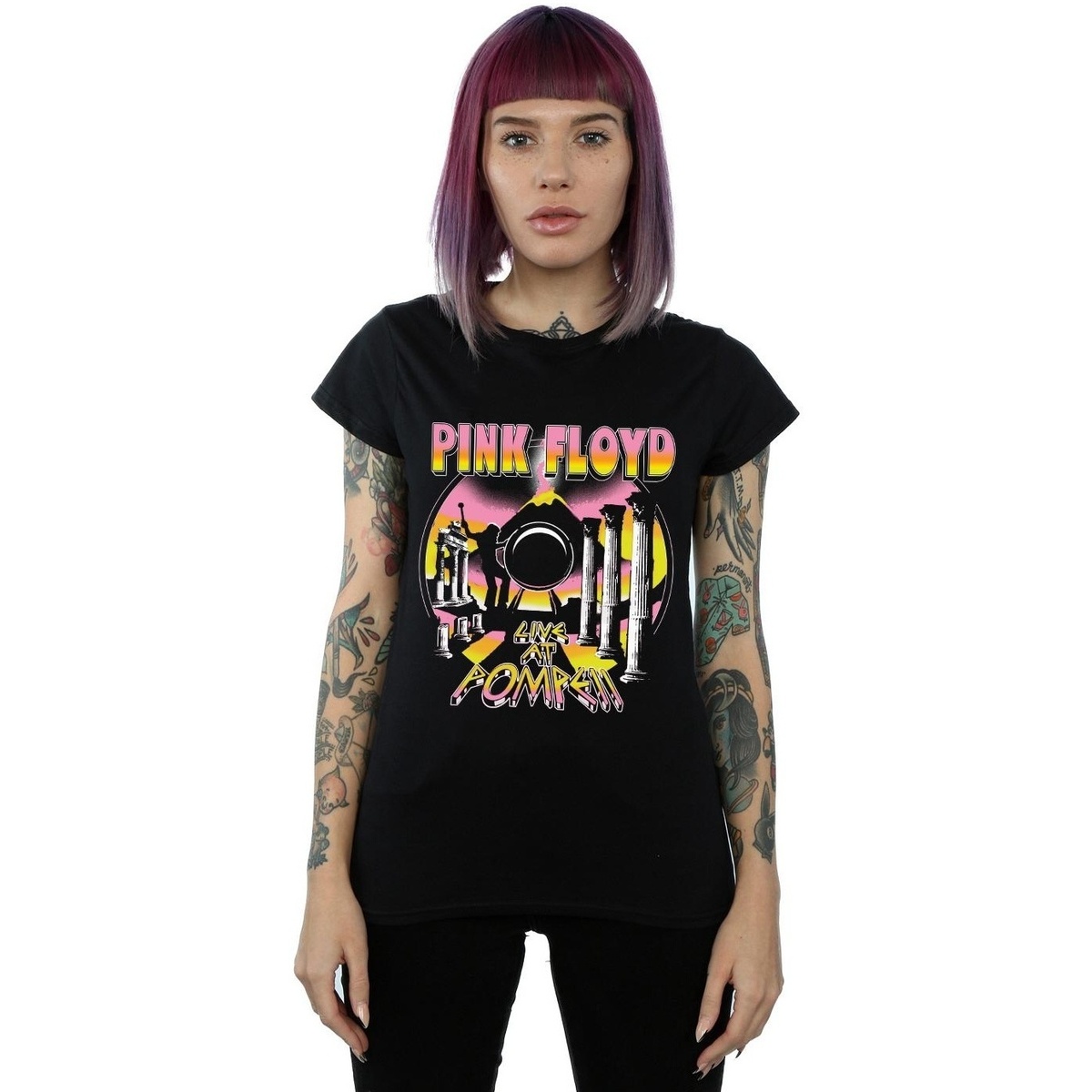 Vêtements Femme T-shirts manches longues Pink Floyd Live At Pompeii Volcano Noir