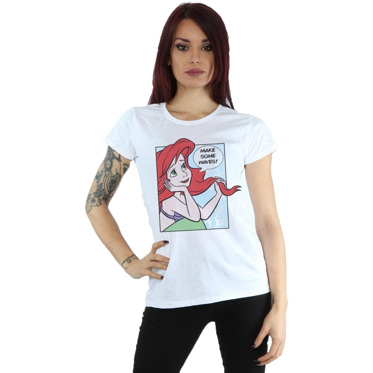 Vêtements Femme T-shirts manches longues Disney Ariel Pop Art Blanc