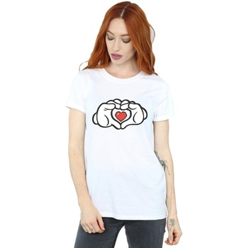 Vêtements Femme T-shirts manches longues Disney Mickey Mouse Heart Hands Blanc