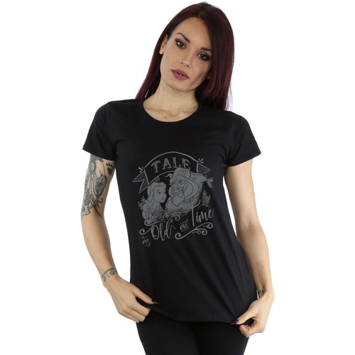 Vêtements Femme T-shirts manches longues Disney Beauty And The Beast Tale As Old As Time Noir