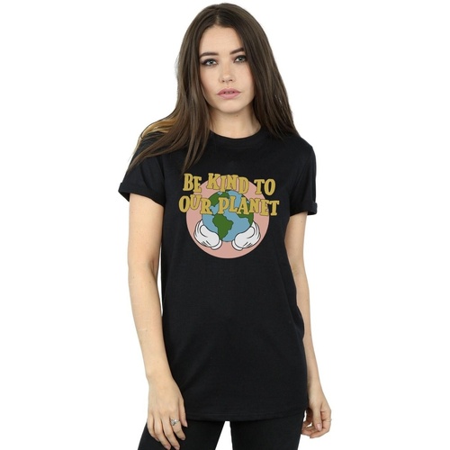 Vêtements Femme T-shirts manches longues Disney Mickey Mouse Be Kind To Our Planet Noir
