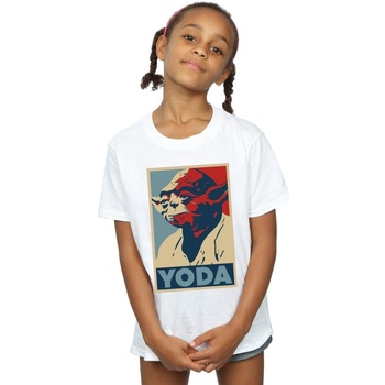 Vêtements Fille T-shirts manches longues Disney Yoda Poster Blanc