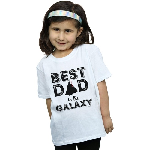 Vêtements Fille T-shirts manches longues Disney Best Dad In The Galaxy Blanc