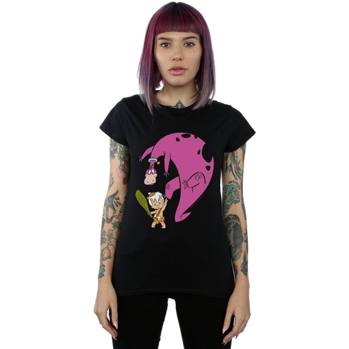 Vêtements Femme T-shirts manches longues The Flintstones Bamm Bamm And Dino Noir