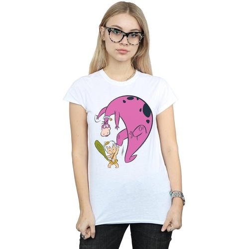 Vêtements Femme T-shirts manches longues The Flintstones Bamm Bamm And Dino Blanc