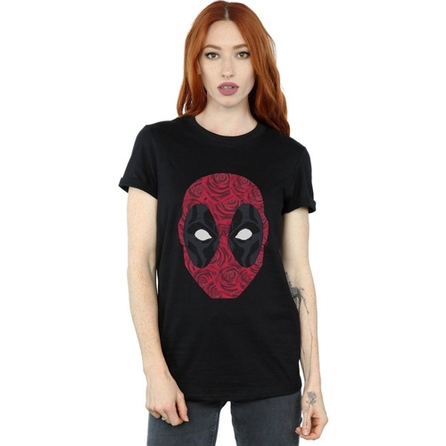 Vêtements Femme T-shirts manches longues Marvel Deadpool Head Of Roses Noir