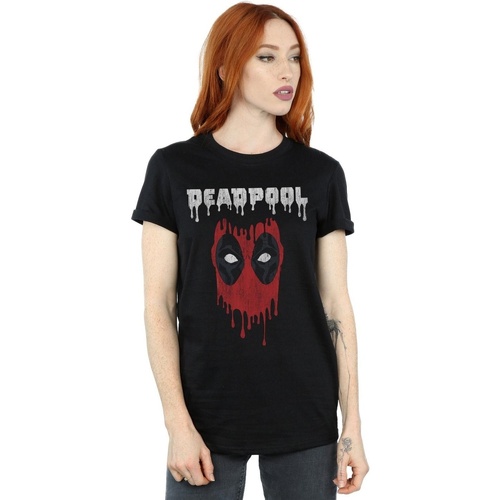Vêtements Femme T-shirts manches longues Marvel Deadpool Dripping Head Noir