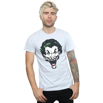 Vêtements Homme T-shirts manches longues Dc Comics The Joker Big Face Gris