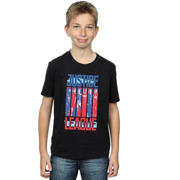 Vêtements Garçon T-shirts manches courtes Dc Comics Justice League Movie Team Flag Noir