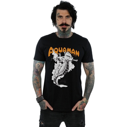 Vêtements Homme T-shirts manches longues Dc Comics Aquaman Mono Action Pose Noir