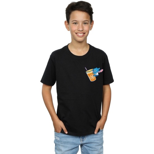 Vêtements Garçon T-shirts manches courtes Disney Lilo And Stitch Drink Noir