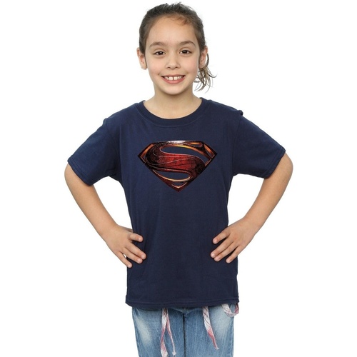 Vêtements Fille T-shirts manches longues Dc Comics Justice League Movie Superman Emblem Bleu