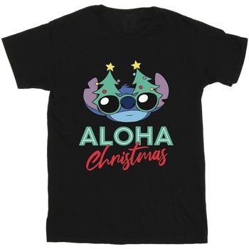 Vêtements Garçon T-shirts manches courtes Disney Lilo And Stitch Christmas Tree Shades Noir