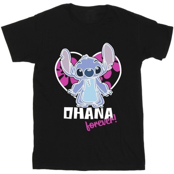 Vêtements Garçon T-shirts manches courtes Disney Lilo And Stitch Ohana Forever Heart Noir