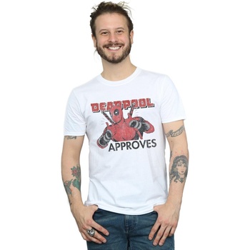 Vêtements Homme T-shirts manches longues Marvel Deadpool Approves Blanc