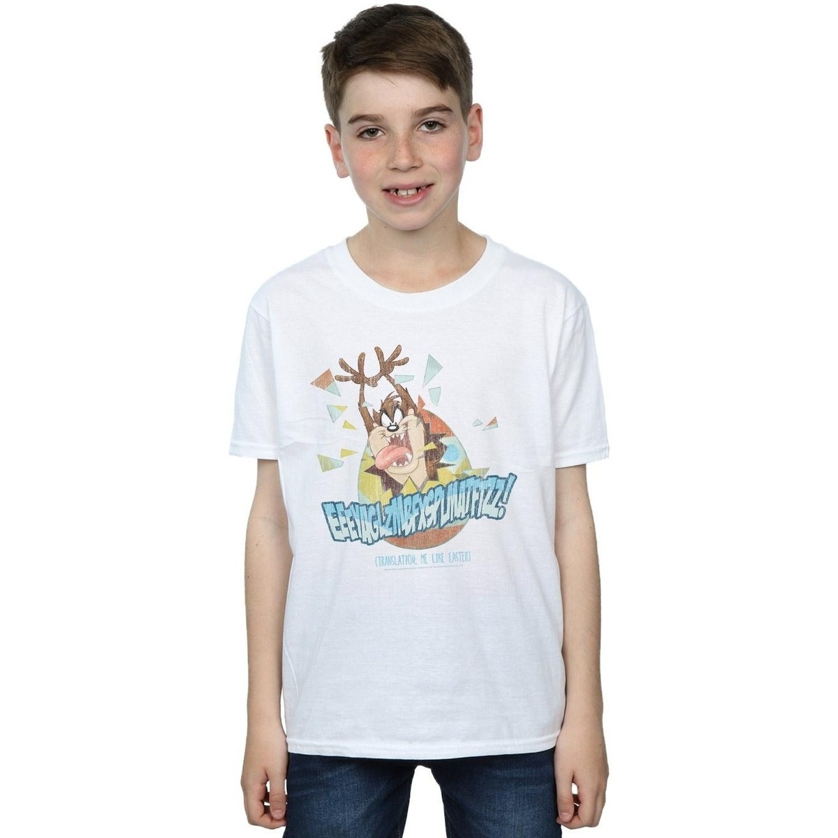 Vêtements Garçon T-shirts van manches courtes Dessins Animés Taz Me Like Easter Blanc