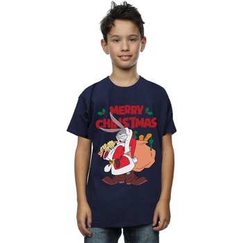 Vêtements Garçon T-shirts manches courtes Dessins Animés Santa Bugs Bunny Bleu
