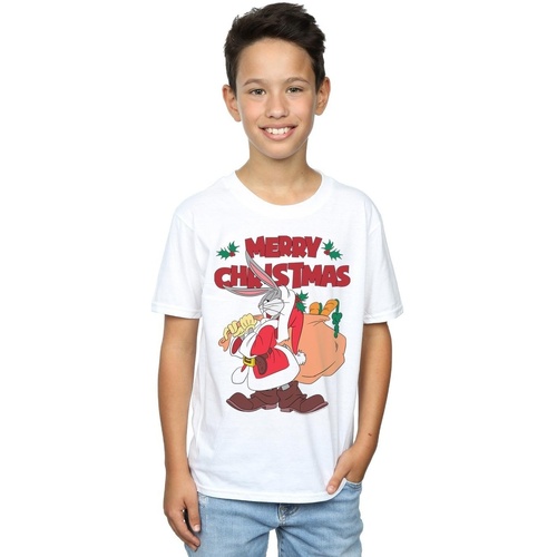 Vêtements Garçon T-shirts manches courtes Dessins Animés Santa Bugs Bunny Blanc