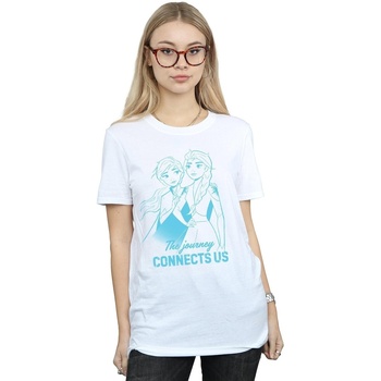 Vêtements Femme T-shirts manches longues Disney Frozen 2 Elsa and Anna The Journey Connects Us Blanc